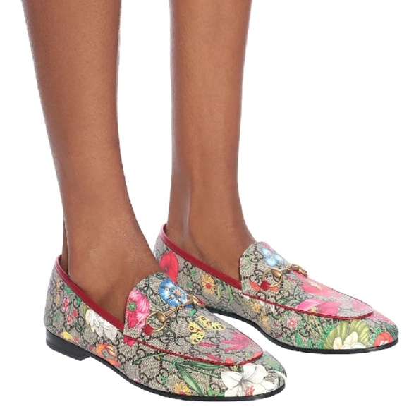 GUCCI Jordaan Multicolor Supreme GG canvass floral print  malaga kid Loafers - Picture 4 of 16